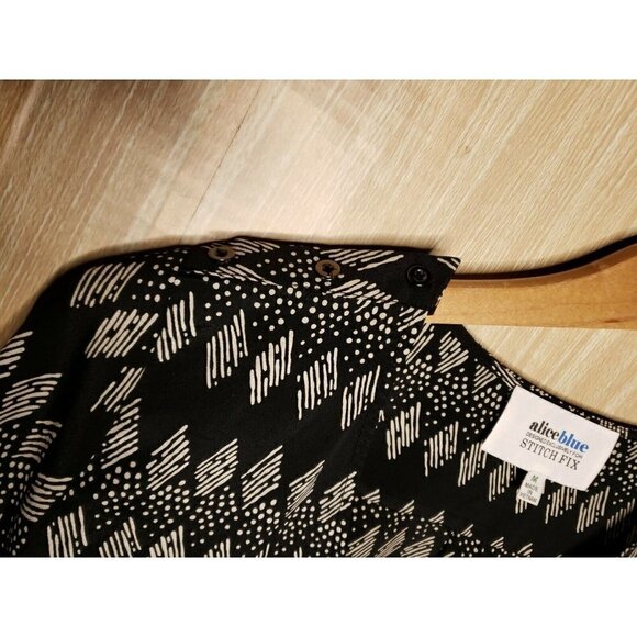 Alice Blue For Stitch Fix Womens 3/4 Sleeve Black Aztec Blouse Medium - Picture 4 of 8